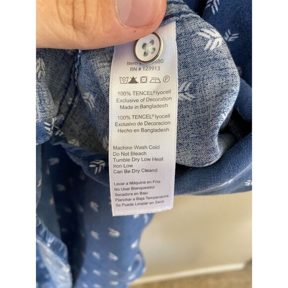 Jachs Girlfriend Womens Blue Button-Up Shirt Large short sleeve tencel pockets - Picture 5 of 6